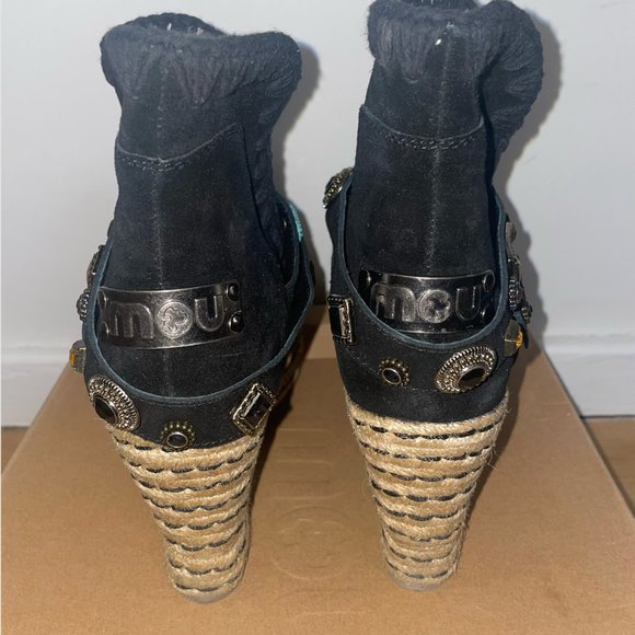 NEW MOU JEWELED ESPADRILLE BLACK SUEDE BOOTS BOOTS - Picture 4 of 6
